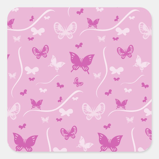 Liebe Heart Pink Butterfly Quadratischer Aufkleber (Vorderseite)