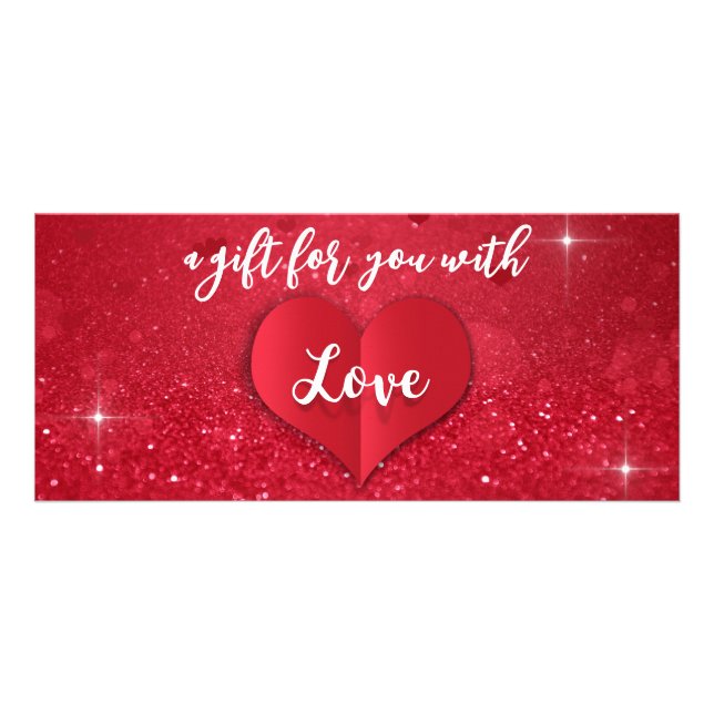 Liebe Heart Red Glitzer Valentine's Day Geschenkka Werbekarte (Vorne)