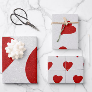 Liebe Heart Red Glitzer Valentine's Wrapping Paper Geschenkpapier Set