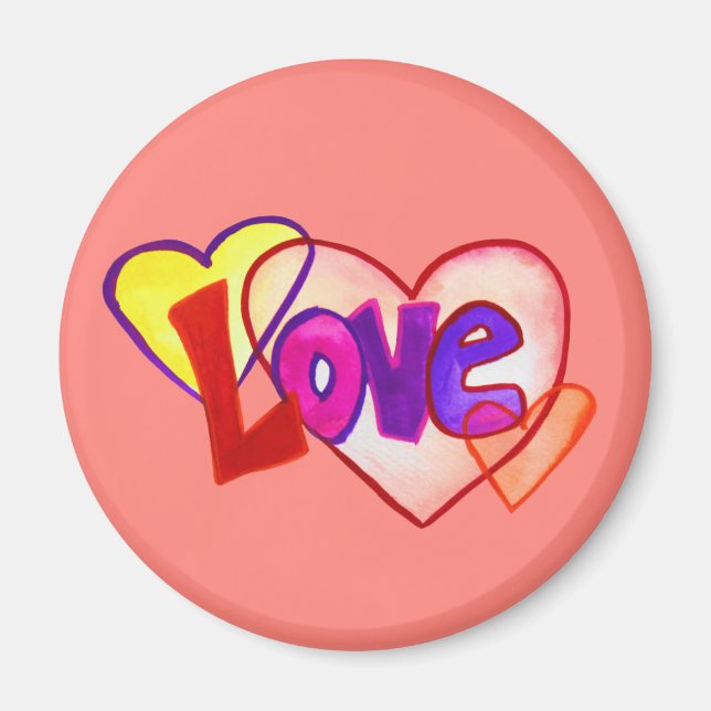 Liebe Heart Rings Art Malerei Magnet (Vorne)