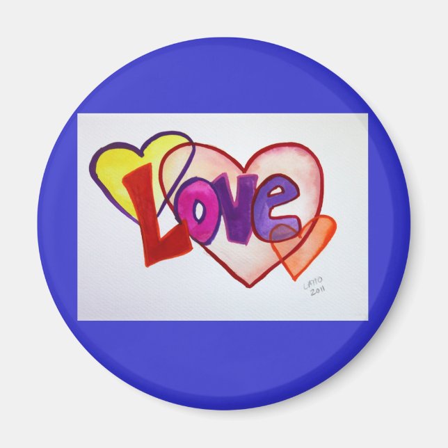 Liebe Heart Rings Art Malerei Magnet (Vorne)
