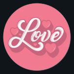 Liebe Heart Round Stickers<br><div class="desc">Liebe in einem Vintagen Skriptstil-Produkt der 70er Jahre macht ein Phantastisches Geschenk oder Geschenk für alle, die den 60er, 70er oder 80er Liebe! Mit Retro, Grunge und Distressed Vibe kommt dieses Shirt auch voll gestopft mit 3D-Liebe Typografie und Herz für den Valentinstag oder zu jeder Jahreszeit getragen. Erstellt mit einzigartigen...</div>