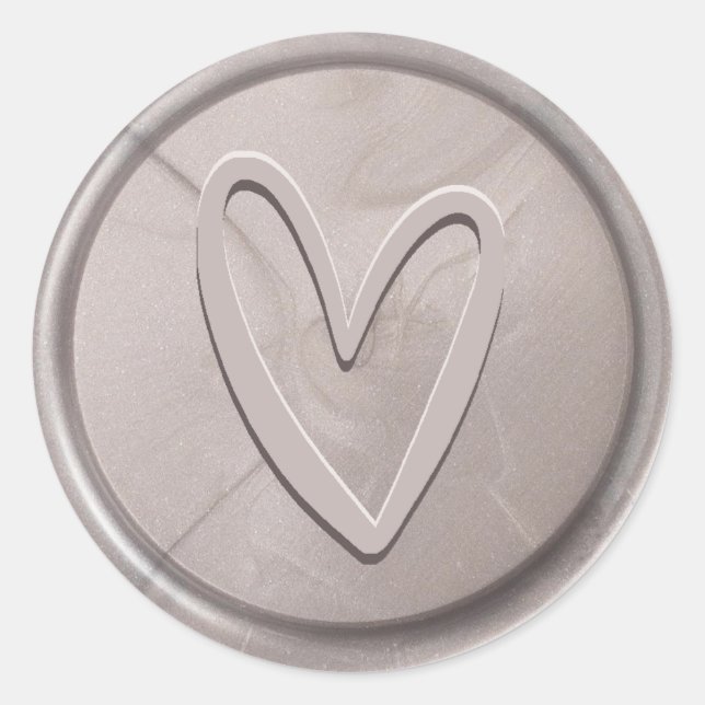 Liebe Heart Silver Gray Wax Siegel Sticker (Vorderseite)