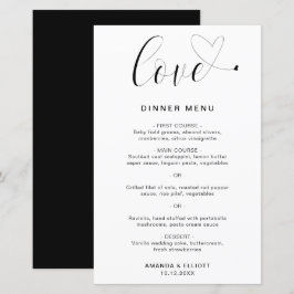 Liebe Heart Simple Modern Wedding Menu