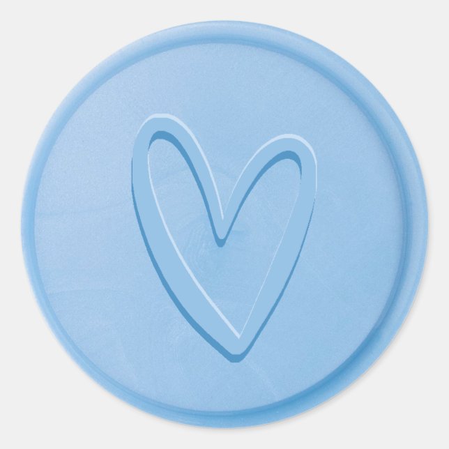 Liebe Heart Sky Blue Wax Siegel Sticker (Vorderseite)