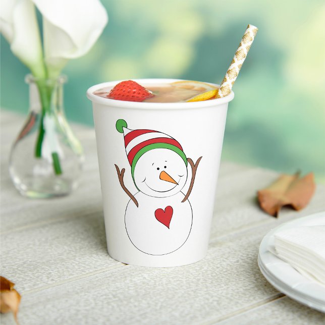 Liebe Heart Snowman Pappbecher (Von Creator hochgeladen)