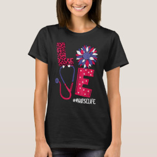 Liebe Heart Stethoscope Nurse Life 4. Juli 2022 T-Shirt