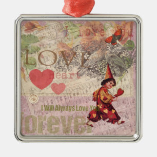 Liebe Heart Sweetheart Valentine Cherub Silbernes Ornament