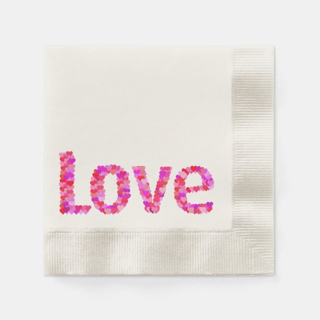 LIEBE Heart Text Napkins Serviette (Vorderseite)