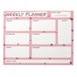 Liebe Heart Weekly Planner Notizblock