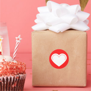 Liebe Heart White Valentine Classic Round Sticker