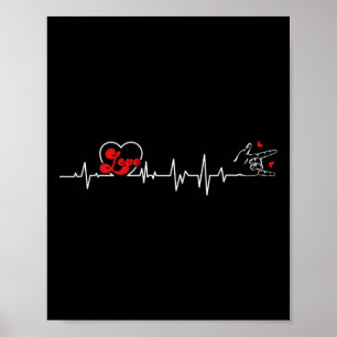Liebe Heartbeat Hand Gebärdensprache Hörverlust Aw Poster