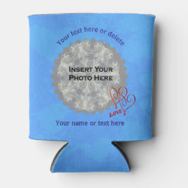 Liebe Hearts Blue Personalisiert Foto Dosenkühler