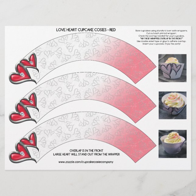 Liebe Hearts Cupcake Cosie - Red (Vorderseite)