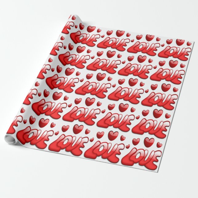 LIEBE HEARTS GESCHENKPAPIER (Ungerollt)