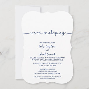 Liebe Hearts   Navy Blue Elopement Empfang Einladung