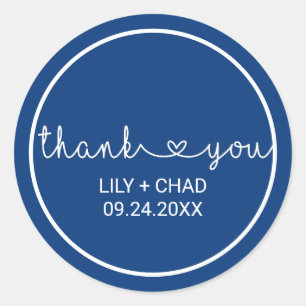 Liebe Hearts Navy Vielen Dank Gastgeschenk Hochz Runder Aufkleber