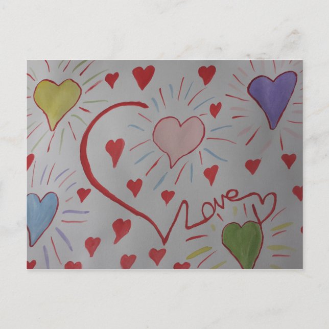 Liebe Hearts Postkarte (Vorderseite)