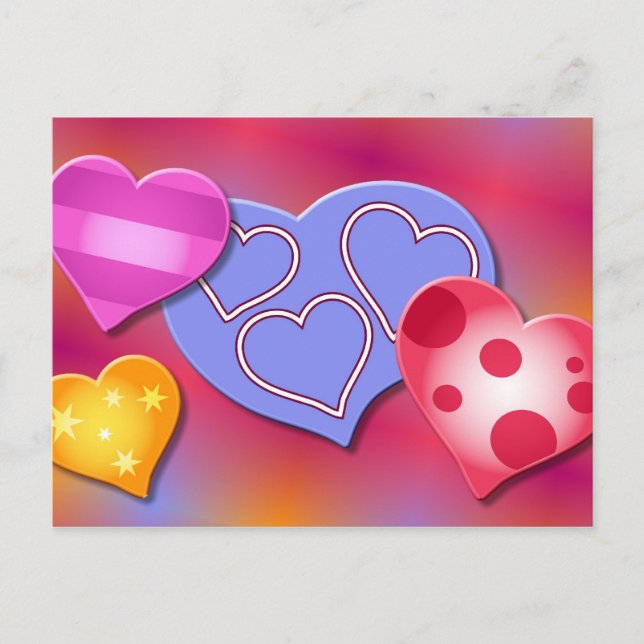 Liebe Hearts Postkarte (Vorderseite)