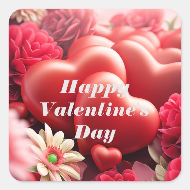 Liebe Hearts Quadratischer Aufkleber (Vorderseite)