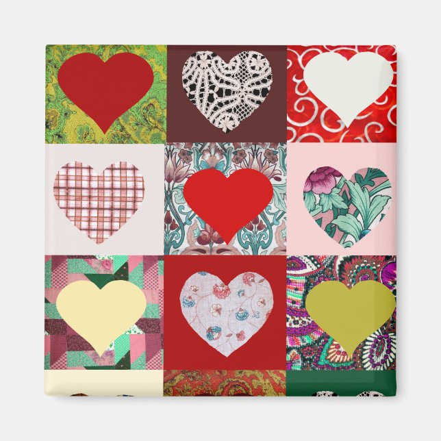 Liebe Hearts Quilt Magnet (Vorne)