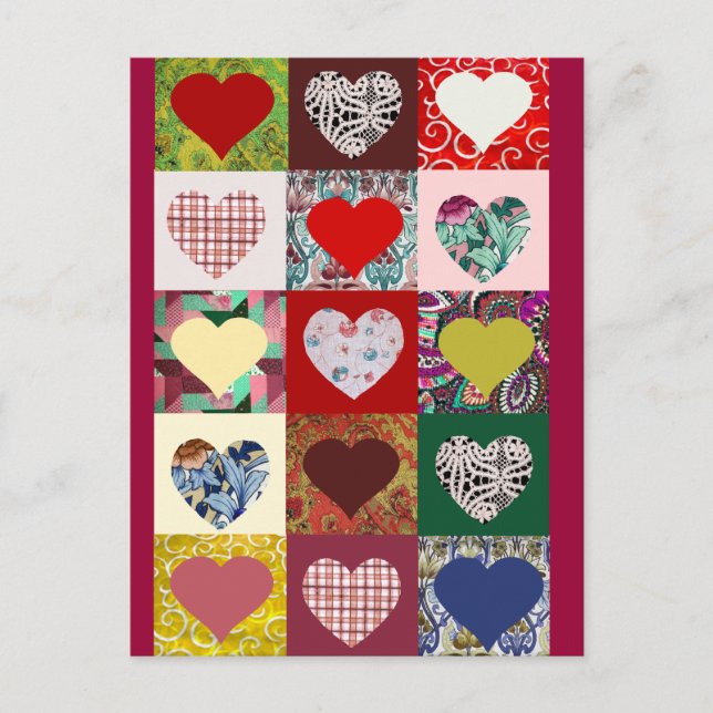 Liebe Hearts Quilt Postkarte (Vorderseite)