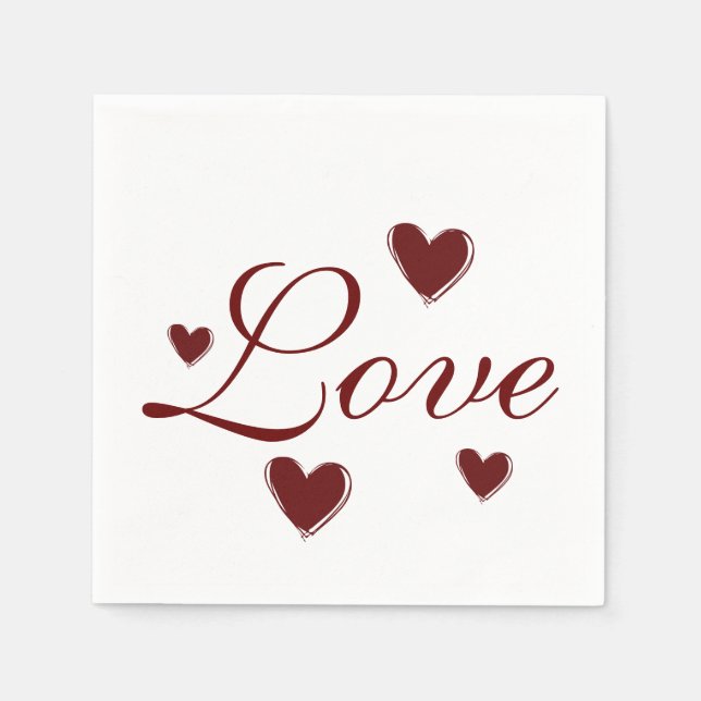Liebe Hearts Wedding Paper Napkin Set Serviette (Vorderseite)