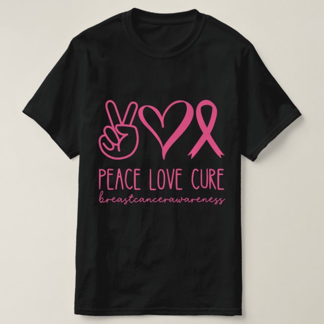 Liebe heilen rosa Ribbon Krieger Brustkrebs T-Shirt (Design vorne)