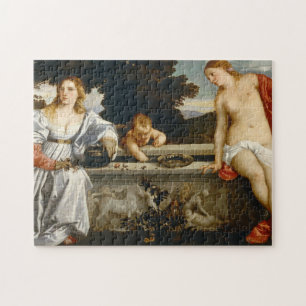 Liebe Heilige und Profane Liebe von Tizian Cupido Puzzle