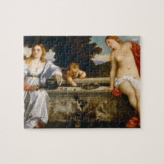 Liebe Heilige und profane Liebe von Tizian Puzzle (Horizontal)