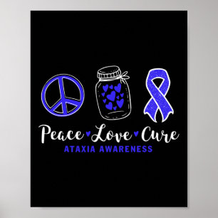 Liebe heilt Ataxie mit blauem Band Poster