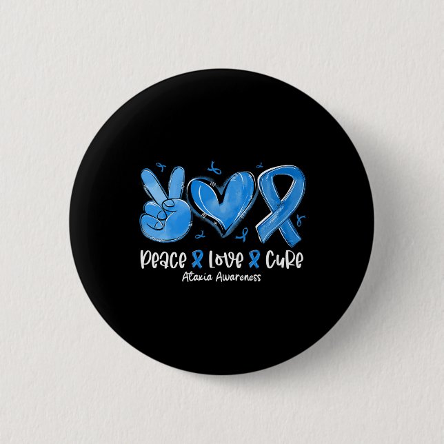 Liebe Heilung Blue Ribbon Ataxie Bewusstsein Button (Vorderseite)