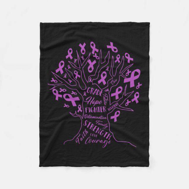 Liebe Heilung Fibromyalgie Bewusstsein Lila Ribbon Fleecedecke (Vorderseite)