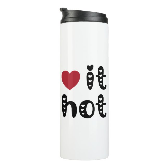 Liebe heiß mit Herz Thermosbecher (Nach rechts gedreht)
