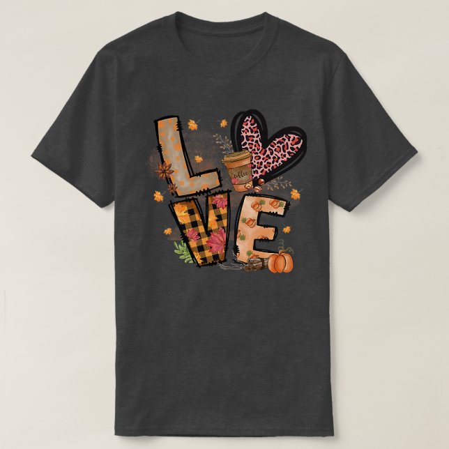 Liebe Herbst Gemütlich Herbst T-Shirt (Design vorne)