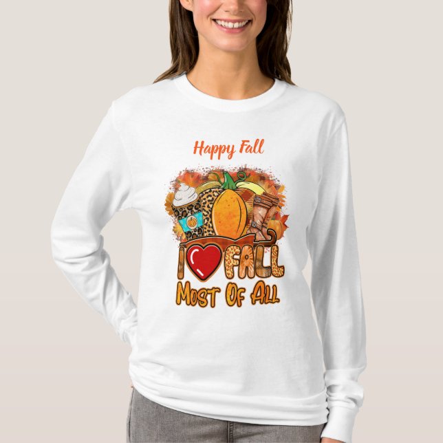 Liebe Herbst Herbst Text anpassen T-Shirt (Vorderseite)