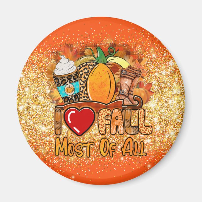 Liebe Herbst Herbst Text und Farbe anpassen Magnet (Vorne)
