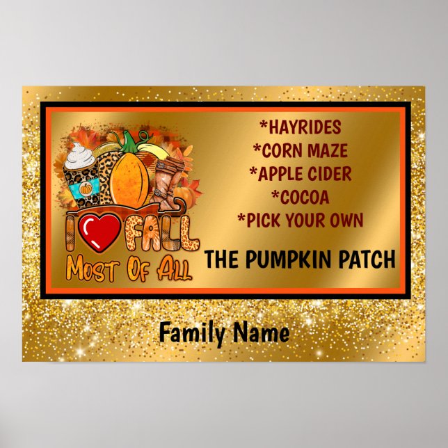Liebe Herbst Herbst Text und Farbe anpassen Poster (Vorne)