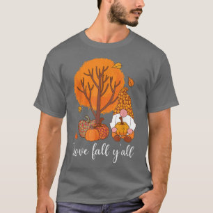 Liebe Herbst Y'alle Niedlichen Gnomes Pumpkin Herb T-Shirt