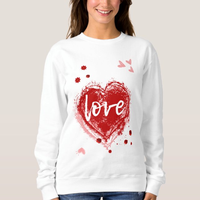 Liebe Herz am Tag des Roten Valentins Sweatshirt (Vorderseite)