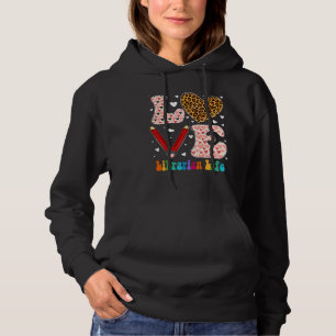 Liebe Herz Bibliothekar Leben Leopard Kariert Rot Hoodie