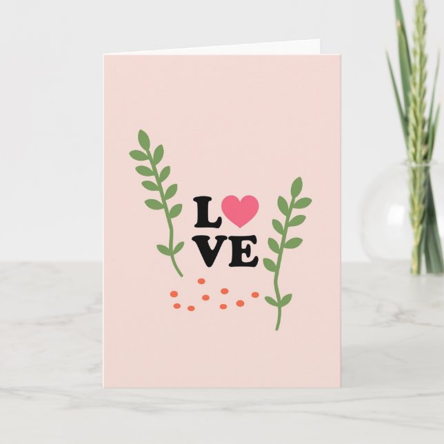 Liebe Herz Blattdesign Karte (Vorderseite)