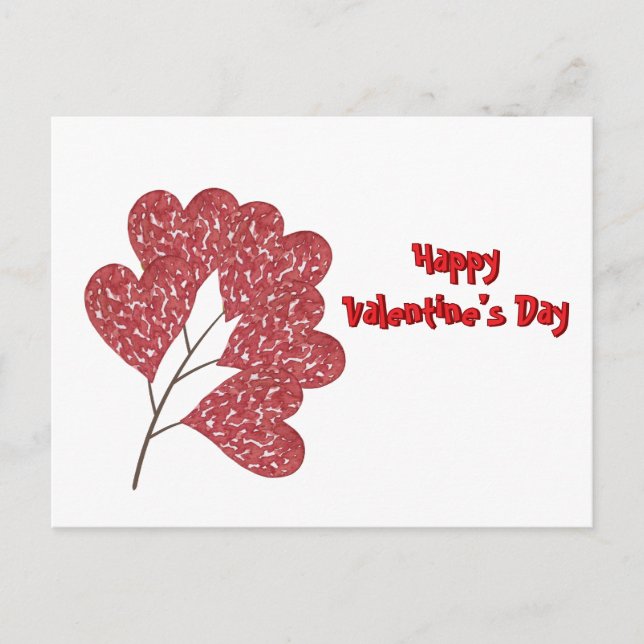 Liebe Herz Blätter Feiertagspostkarte (Vorderseite)