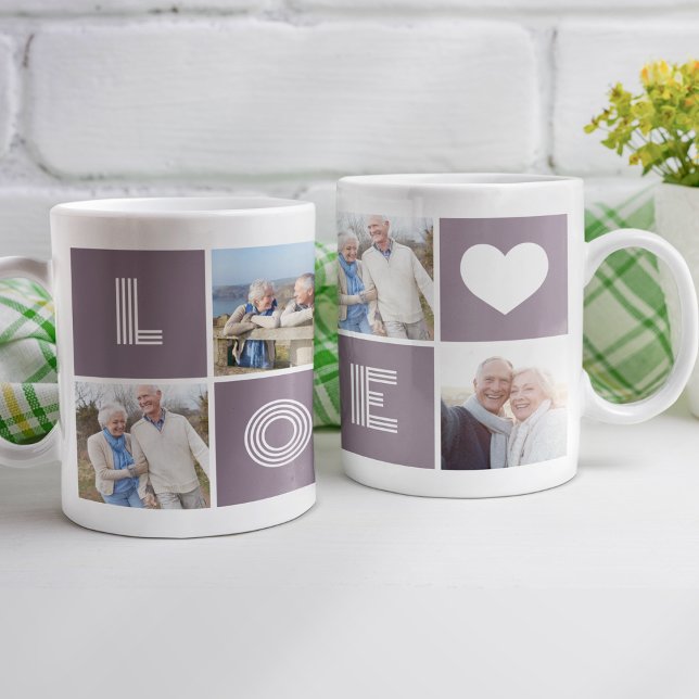 Liebe Herz Custom Foto Collage Kaffeetasse (Von Creator hochgeladen)