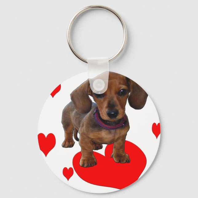 Liebe (Herz) Dachshund - Dackel Schlüsselanhänger (Vorderseite)