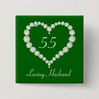 Liebe-Herz-Diamant-Smaragd-Jahrestag Button