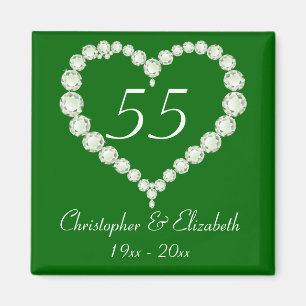 Liebe-Herz-Diamant-Smaragd-Jahrestag Magnet