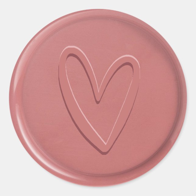Liebe Herz Dusty Rose Wachs Siegel Sticker (Vorderseite)