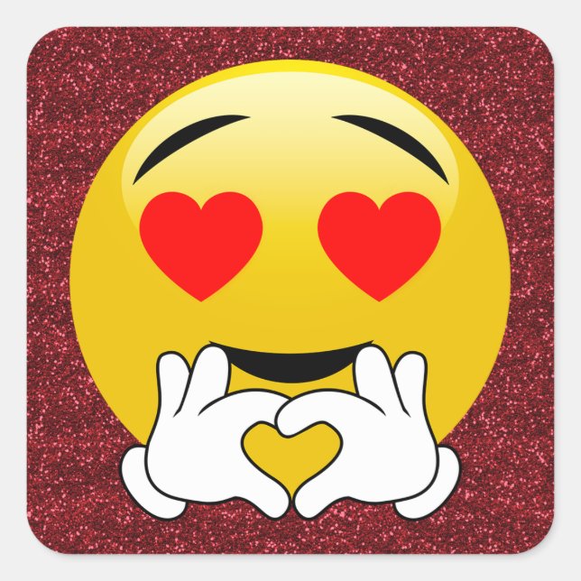 Liebe-Herz Emoji rote Schein-Aufkleber Quadratischer Aufkleber (Vorderseite)