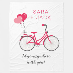 Liebe Herz Fahrrad Valentine Personalisierte Anwen Fleecedecke